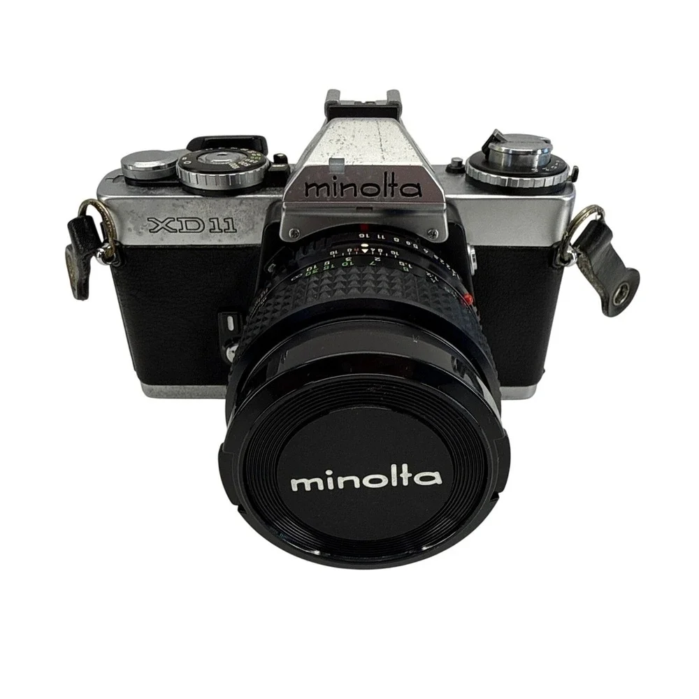 Minolta XD11 35mm SLR Film Camera Chrome with MD Rokkor-X 50mm 1.7 Lens and Box